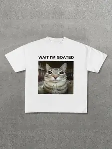 Cats Print T-Shirt, Unisex Streetwear Tee, Fun Humorous Design, Casual Home & Wear, Eye-Catching Fashion Top