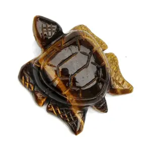 Tiger Eye Stone Turtle Protective and Grounding Crystal Carving Tortoise Animal Figurine Energy Healing Meditation Reiki Chakra Gemstone
