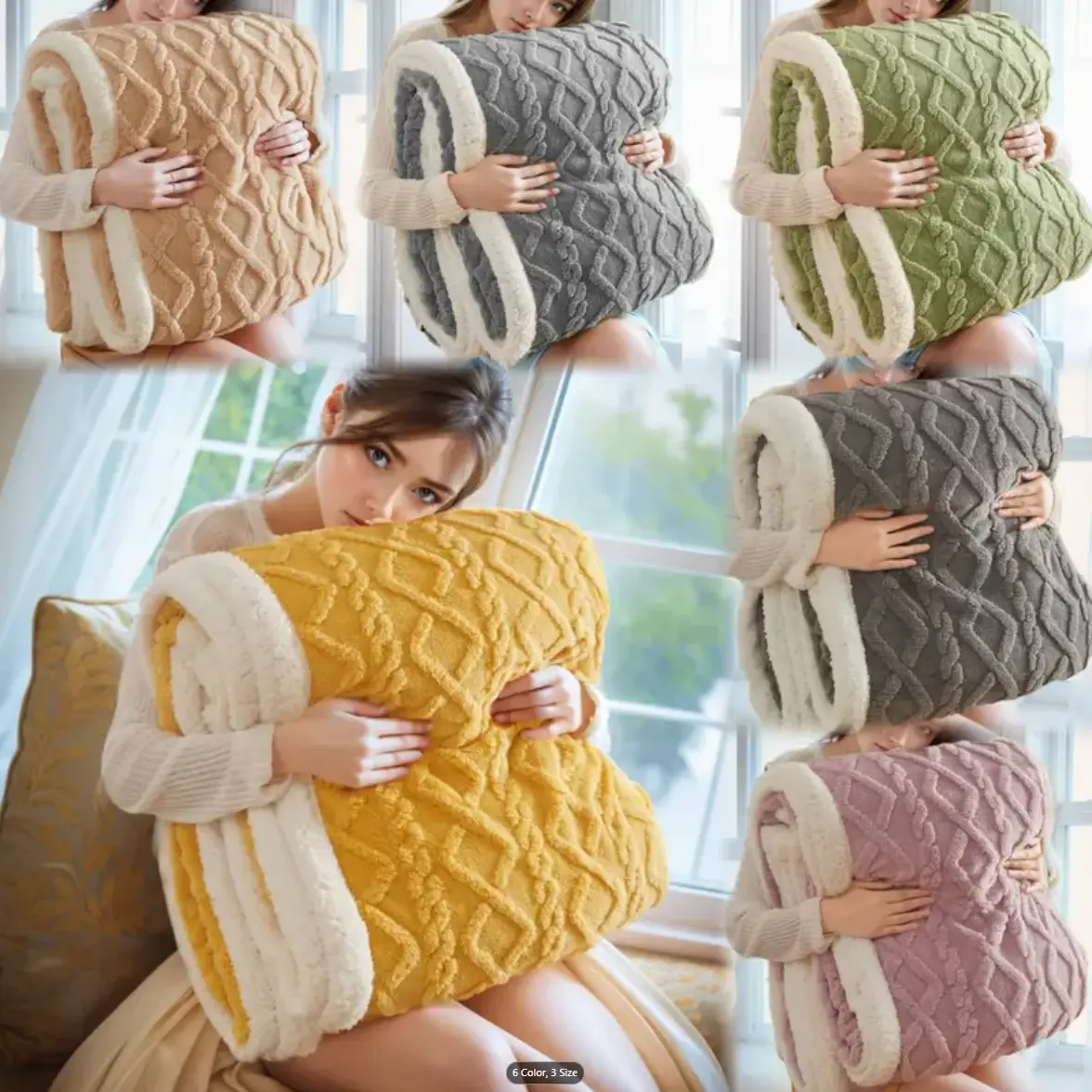 King Size ( 78.78*90.58 inch) Contemporary Style Double-Layer Thick Taffeta Fleece Blanket, Geometric Pattern, Mixed Colors, All-Season, Handwash Only, Polyester Cover, 300-350g Square, Knitted (Hooked & Fleece Fabric) Bed Throw, Towel Blanket