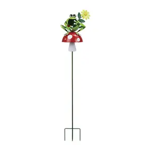 SVD 41" Froggy Mushroom Solar Garden Stake