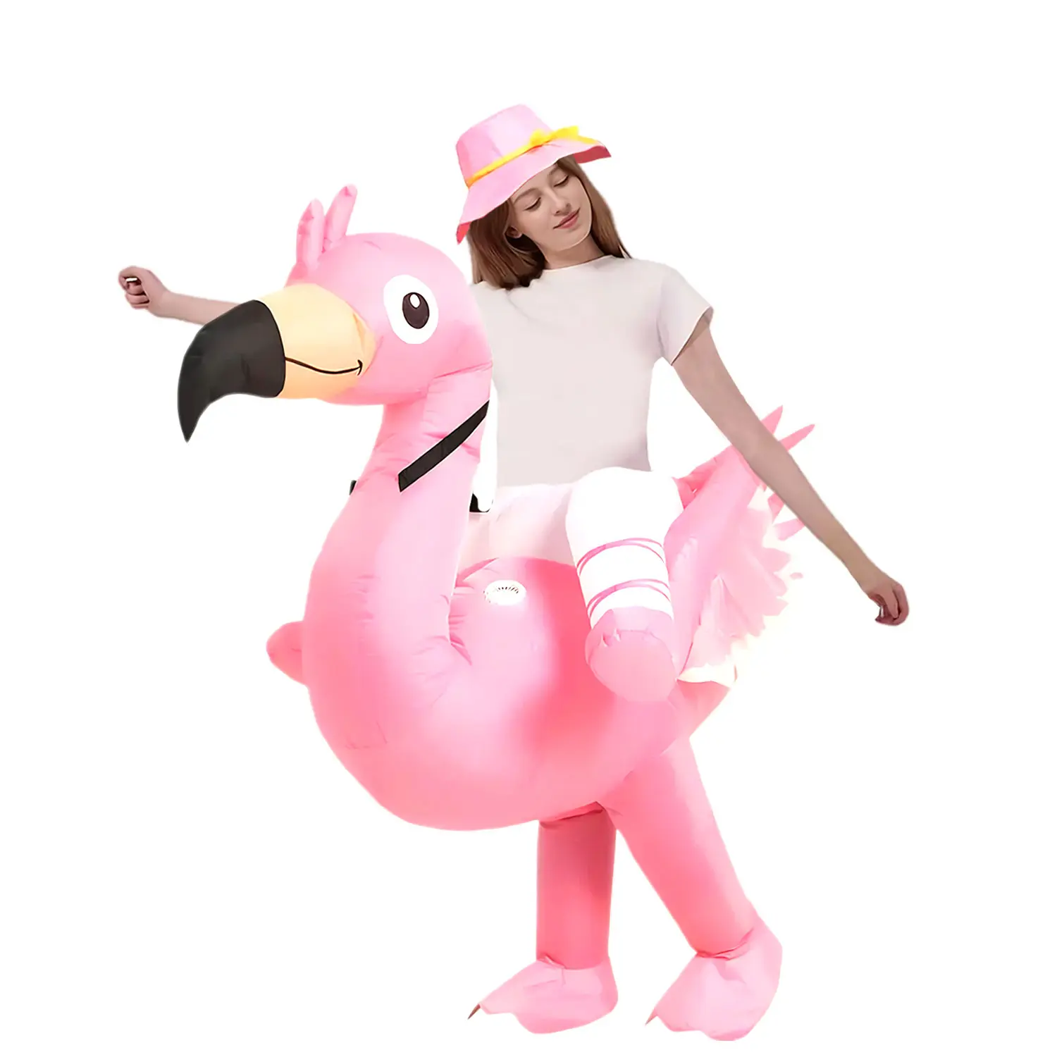 Inflatable Costume Flamingo Costume Adult Ride On Flamingo Inflatable Halloween Costumes for Adult (4.9-6.2 ft)