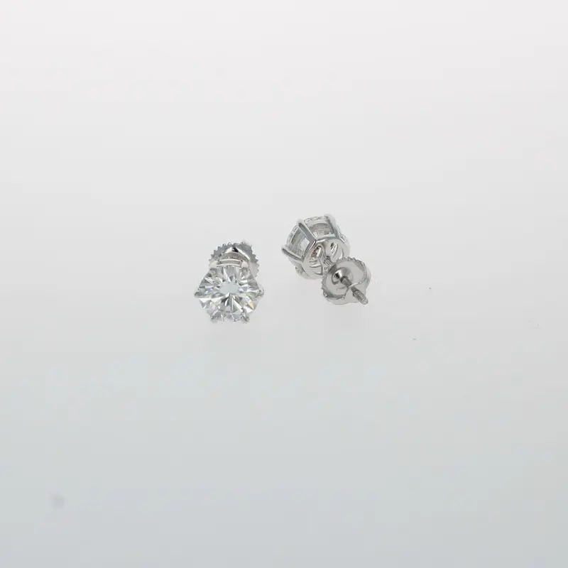 Silver 7mm Moissanite Studs - Simple Design Earrings Featuring Moissanite Stones