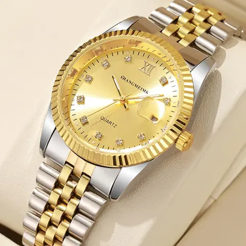 Men's Business Fashion Round Dial Analog Quartz Wristwatch, Analog Wristwatches, Fashionable Wristwatch, Business Fashion Watches, Fashion Rhinestones Decor Watch for Party, Daily Decor, Trendy All-match & Exquisite Watch for Birthday Gift without Box