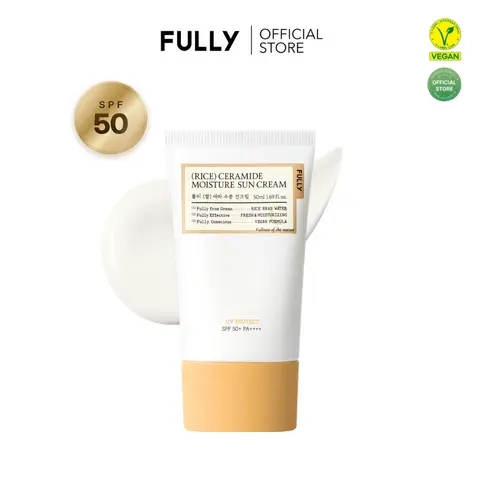 [FULLY Official Shop] Rice Ceramide Moisture Sunscreen SPF50 50ml (OTC) - Korean Daily Sunscreen, Deep Hydration & Barrier Support, Ceramide NP, Rice Bran Water & Panthenol, No White Cast, Suitable for Sensitive Skin
