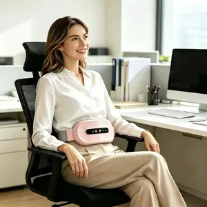 Menstrual Heating Pad Smart Uterus Warmer Belt, Cordless Electric Waist Belt, Waist-Vibrating Abdominal Massager, Comfortable & Portable