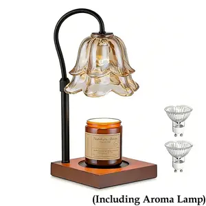 Home Fragrance Candle Warmer Lamp with Timer, Gold Floral Height Adjustable Safe Wax Melter Perfect Mother's Day Gift Idea