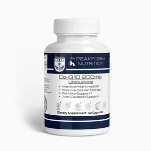 Peakform Nutrition - CoQ10 200mg Ubiquinone - Heart Health, Anti-Oxidant, Cellular Energy Production - 30 Capsules (1 Capsule Serving Size)