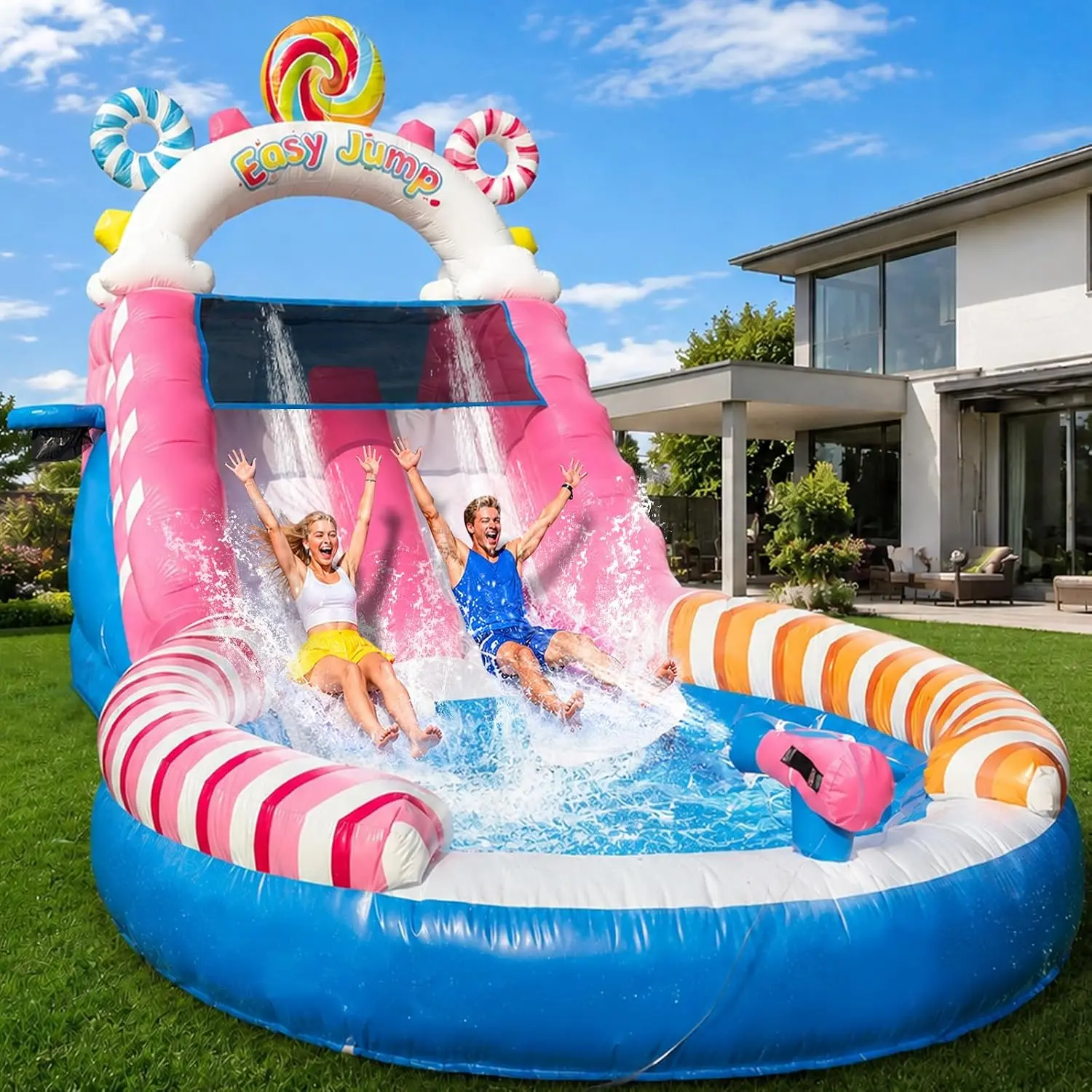 23FT Commercial Inflatable Water Slide PVC Water Bounce House for Adults | Commercial Heavy-Duty PVC for Rental,Wet & Dry Use,Reinforced,Water Pool Slide,Water Proof,Indoor & Outdoor fun