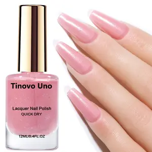 Tinovo Uno Pink Glitter Bead Gloss Nail Polish 12ml, Glossy, Naturally Dries Without Needing to Dry In The Oven, Long-lasting Shine