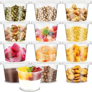 50 Pack 8 OZ Disposable Plastic Cups with Flat Lids,Disposable Ice Cream Cups,Take Away  Container for Drink,Yogurt,Parfaits,Soups,Snacks,Dessert,Salad,Fast ,Fruit(With Holes)
