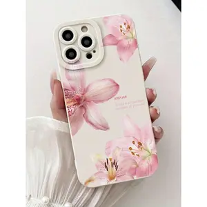 1pc Perforated Edge Pink Pearl Painted Thick Anti-Drop Protective Phone Case Compatible With IPhone 16/11/16pro/16plus/16promax/16e/15Promax/13/14/12/XS/XR/7G/8P, Waterproof Shockproof Scratch Resistant