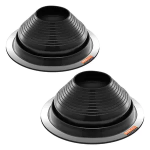 VEVOR 2 Pcs Roof Pipe Flashing Boots, Fit Pipe OD 6 to 11, Flexible EDPM Roofing Jack Pipe Flashing, High Temp -67 to 212, Endurable Round Metal Base, for Chimney, Wood Stove Outdoor Vent Pipes