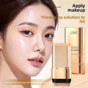 2-In-1 Multifunctional Contour Stick Highlighting Foundation Stick with Makeup Brush, Long-Lasting Lightweight Brightening Concealer, Non-Irritating, Flawless Coverage, Longwear Makeup, Perfect Makeup