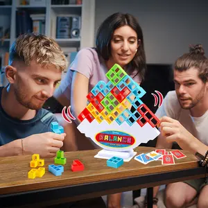 Tetra Balance Game Set, 48-Piece Stack Blocks Board Game, Colorful Fun Learning Toy for Kids & Adults, Desktop Gaming Experience, Blocks Tower Game, Stacking Tower Game