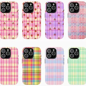 Fragola BUTTER Y2K iPhone Case - Pink & Yellow Plaid Design, Compatible with iPhone X, 11, 12, 13, 14, 15, 16, 17 & more
