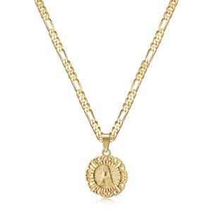 KissYan Initial Necklace For Women Girl,14K Gold Plated Round Letter Pendant Necklace Capital Monogram Necklace Alhpabets from A-Z Figaro Chain Necklace Mothers Day Gift Ideas,summerwins DealsForYouDays