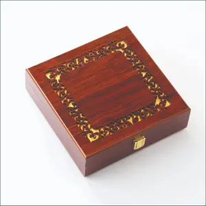 Vintage Carved Wooden Jewelry Box, 20x20 Cm Luxury Necklace Ring Storage, Wood with Lock, Women's Gift