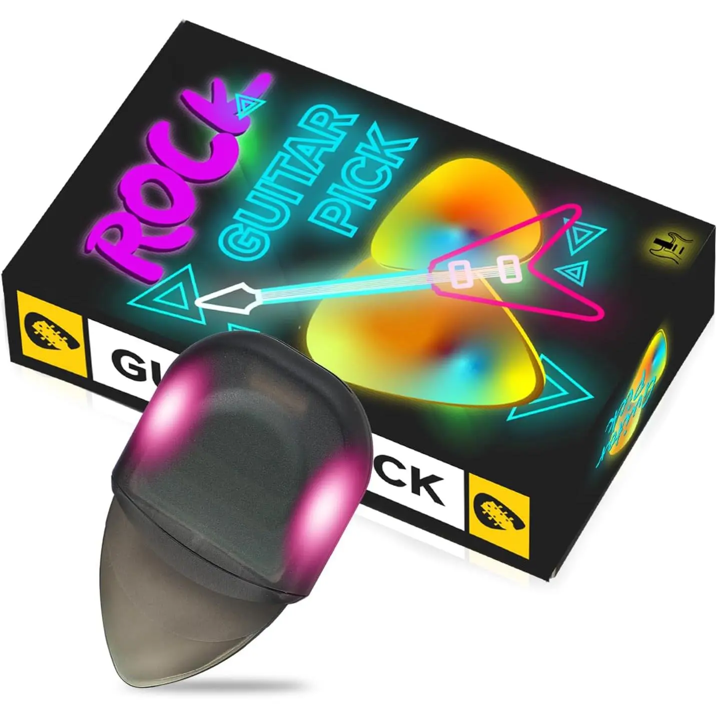 Auto Glowing Illuminated Guitar Picks for Acoustic, Electric and Bass,Guitar Accessories  for Guitar Players Guitarists, Replaceable , Medium, with Case (Purple)
