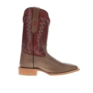 R. Watson Boots Mens 11 Inch Wide Square Toe Pull On  Casual Boots Mid Calf - Grey, Red