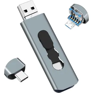 3-in-1 128GB Flash Drive, USB 3.0 Flash Drive for Android Phones/Tablets/PC/, OTG External Data Storage Thumb with 3 Ports (USB C, microUSB, USB-A) for  Galaxy and More