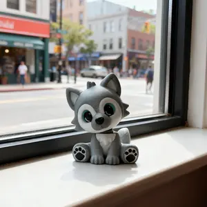 Playful Bobblehead Puppy Desktop Decor Plastic Ornament Multi-Scene Use Travel Companion Animal Lover Gift No Battery Required Desk Vehicle Dashboard Compatible Air Vent Clip