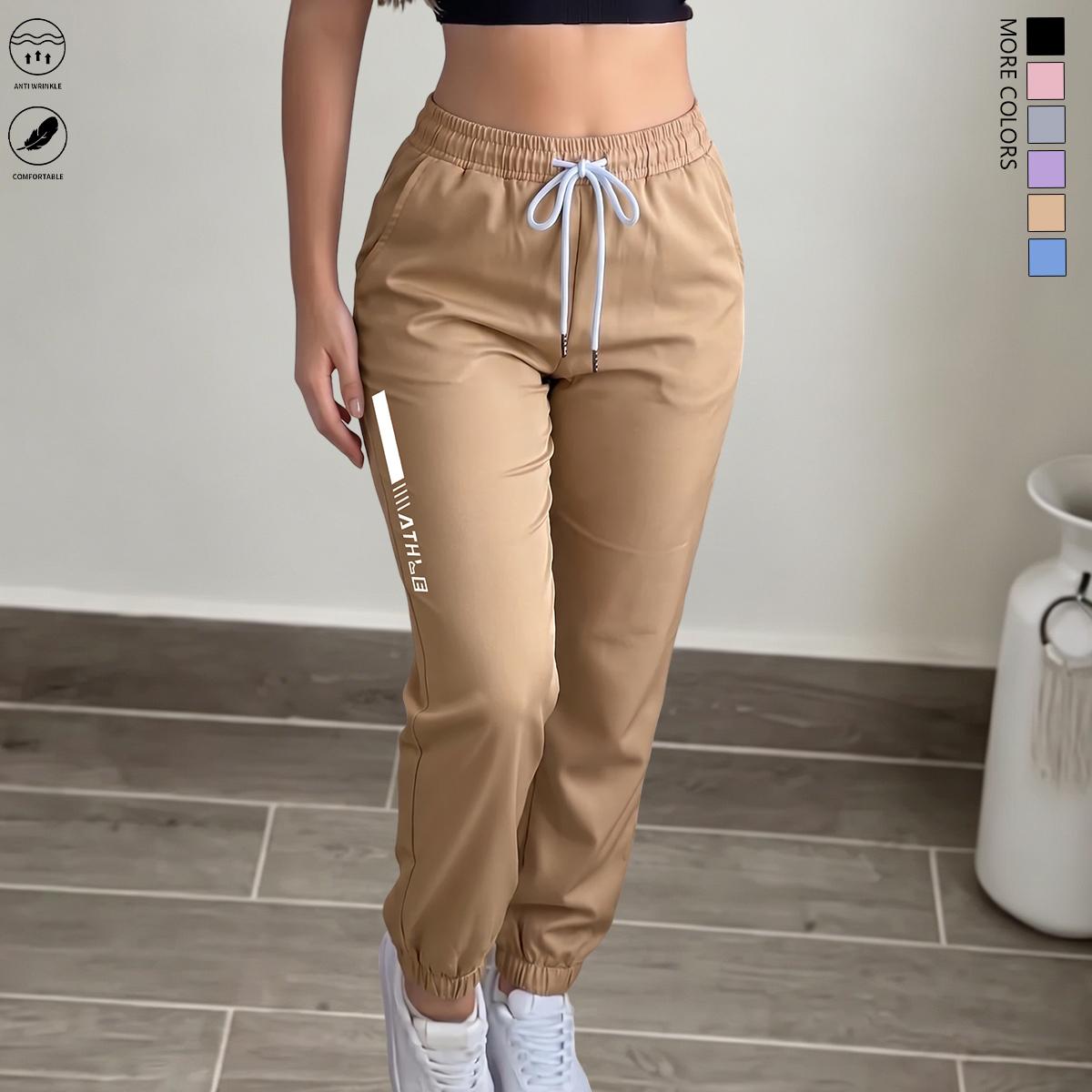3PCS women&rsquo;s lightweight ultra-thin straight casual athletic pants; all-season drawstring design with stylish pocket openings; straight-leg casual pants suitable for outdoor sports and everyday outings; summer vibe; stretchy fabric. Stretch casual sports