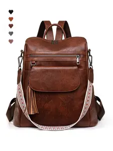 Women's Large Capacity Anti-Theft Backpack, Multi-Use Shoulder Crossbody Bag, Multiple Compartments, Fits 14 Inch Laptop, A4 Files, Umbrella