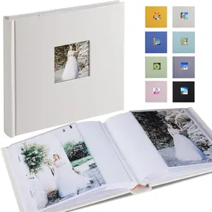 Photo Album 4x6 Hold 60 Photos with Memo Vertical Slip-in Pockets Photo Book, Linen Cover Picture Photo Albums with Writing Space for Wedding  Mother's Day Beige
