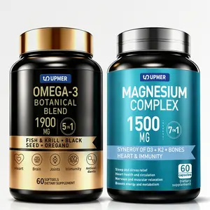 UPMER Omega-3 & Magnesium Complex Bundle | Fish Oil + Krill Oil with CoQ10, Astaxanthin, Vitamin D3 K2 & Multi-Magnesium Blend | Heart, Brain, Bone & Daily Wellness Support | 60 Softgels + 60 Capsules