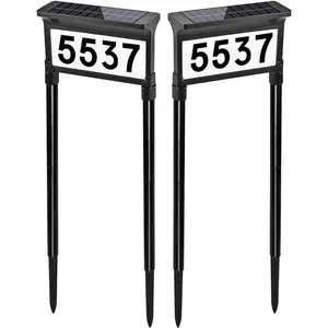 Solar address signs for yard dualsided illumination solar house numbers for outside waterproof outdoor solar mailbox number plaque 3color modes