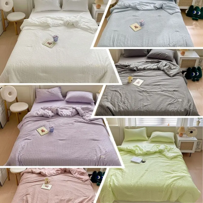 1 PC Breathable Bubble Satin Summer Quilt, Moisture-Wicking Fabric, Bare Sleep Comfort, Essential for Hot Weather
