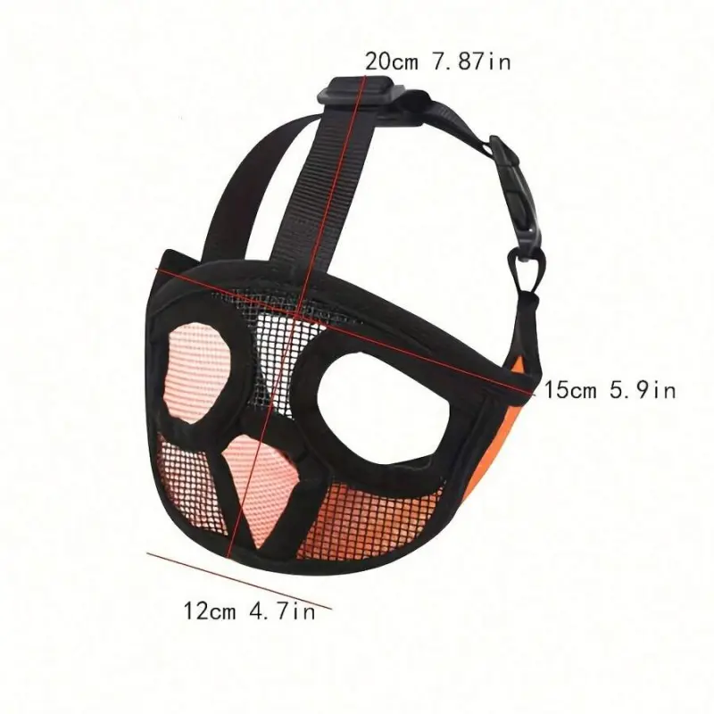 Adjustable French Bulldog Muzzle With Tongue-Out Design - Breathable Nylon Mesh For Comfort, Prevents Eating, Biting, Licking - Ideal For Grooming & Walking Short Snout Dogs Like Shih Tzu, Pug, English Bulldog, Pet Walking Gear | Secure Fit Muzzle |   Nyl