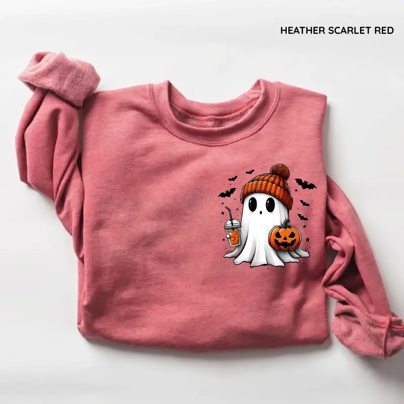 Halloween Ghost Sweatshirt, Cute Ghost Crewneck, Spooky Season Sweatshirt, Funny Ghost Graphic Pullover, Cute Fall Sweatshirt for Women