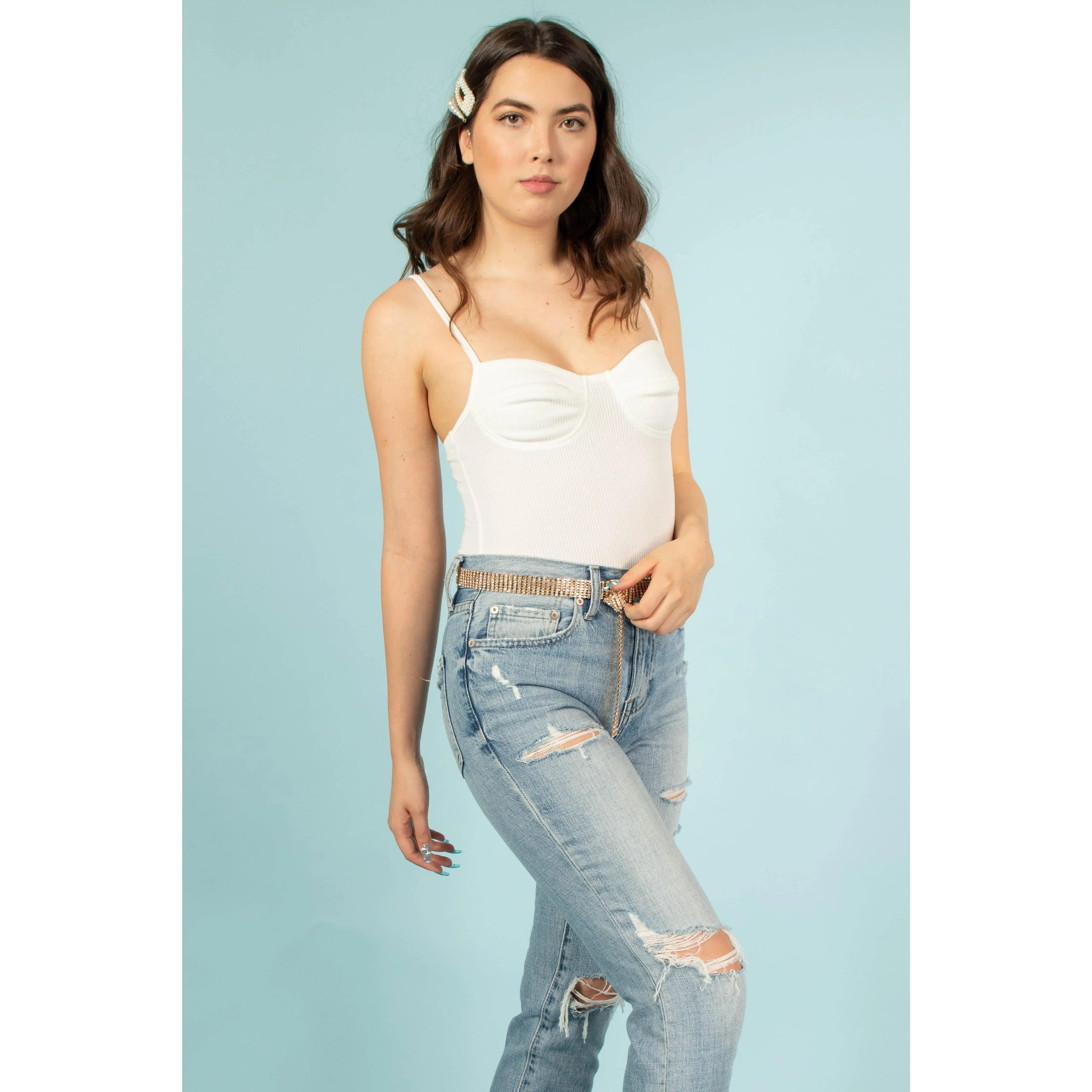 Ariana Ribbed Bustier Bodysuit
