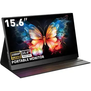 Portable  15.6" 1080P FHD USB-C HDMI Computer Display with  Cover and Dual Speakers, Travel  for Laptop  PC Phone PS4/5