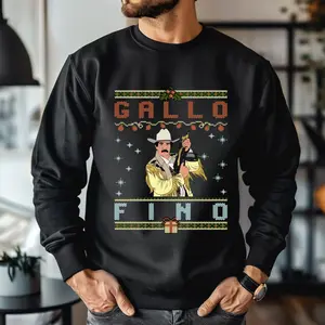 Gallo Fino Ugly Christmas Sweater, Funny Mexican Cowboy Holiday Pullover, Norteño Inspired Festive Crewneck for Men & Women, Winter Fiesta Gift, Cozy Xmas Outfit, Full Colors, For Men, For Women Womenswear Unisex Tops