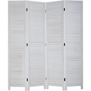 4-Panel Folding Room Divider Privacy Partition Screen with Wooden Frame for Home Office Bedroom