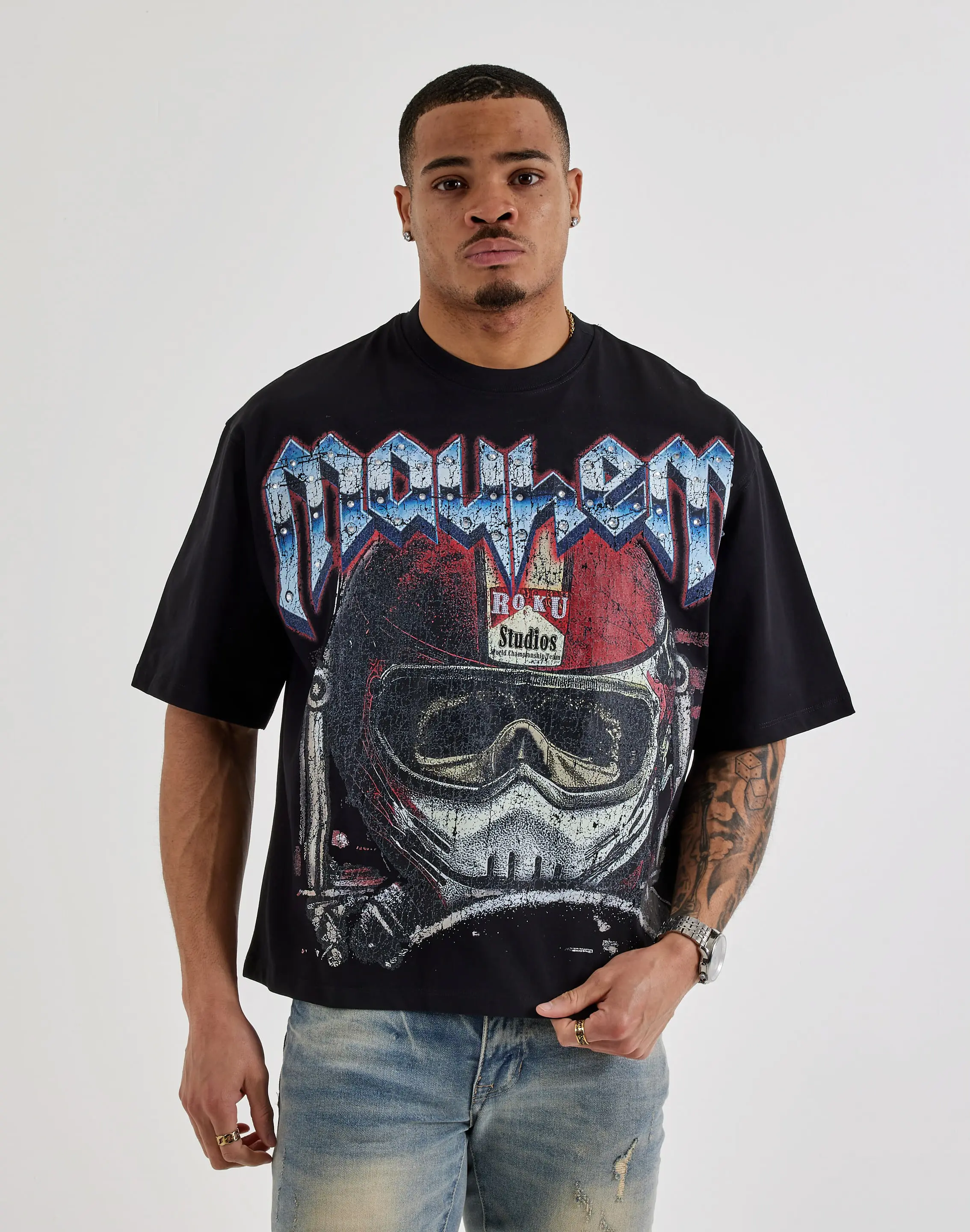 Mens Roku Studio Metal Cropped Tee