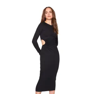 circle side gathered dress