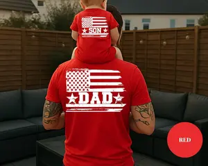 Dad and Son Shirts: Patriotic USA Matching Tees (Father's Day, 4th of July, Christmas) Casual Daily Wear Tee For Son, Gifts for Daughter Apparel Made In The USA