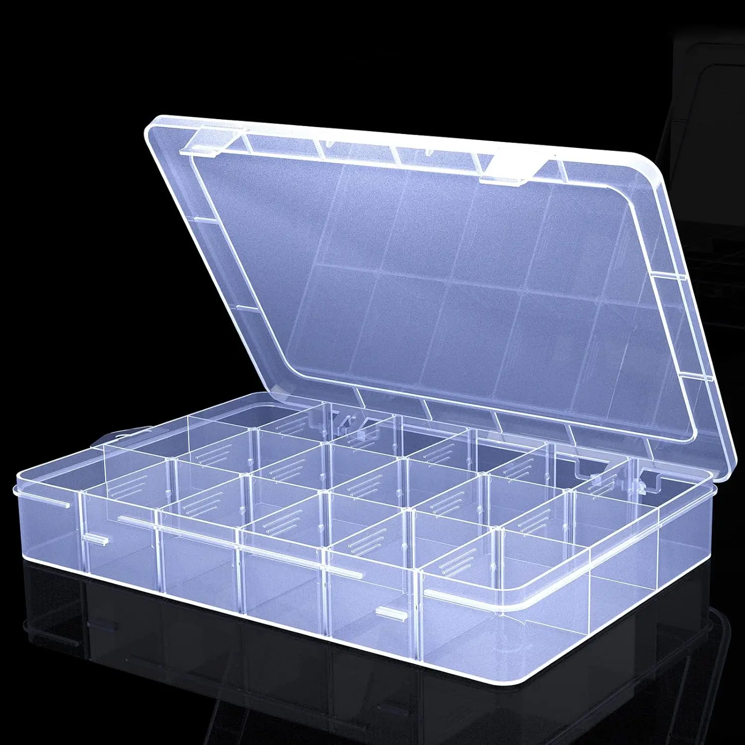 Large Container for Beads 18 Compartments - Ideal for Organizing and Displaying Beads.