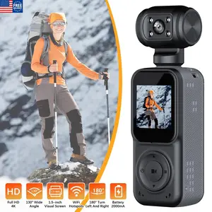 ActionCamera 4K Ultra HD Action Camera with WiFi Hotspot 130° Wide Angle Lens Rotatable 1.5-inch Screen 180° Turn Battery 2000mAh 32GB Memory for Outdoor Adventures