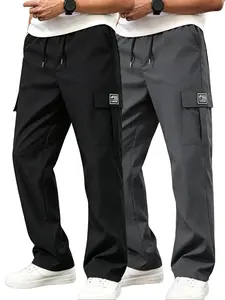 2-Pack Men’s Cargo Casual Pants – Lightweight, Breathable, Sweat-Resistant; Summer Straight-Leg Loose Wide-Leg Long Pants