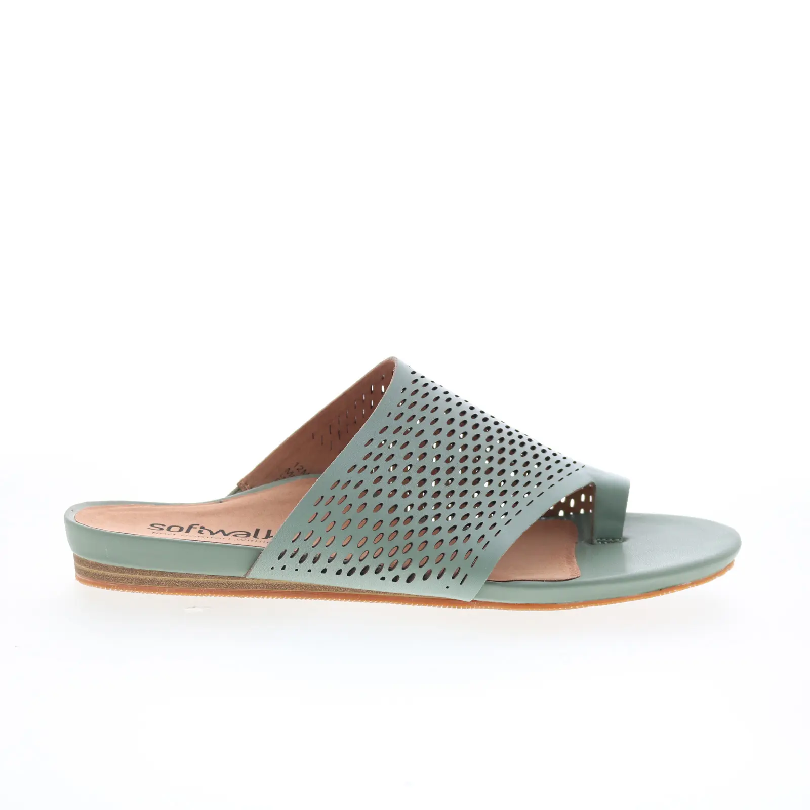 SoftWalk Corsica II S2113-312 Womens Green Leather Slides Sandals Shoes