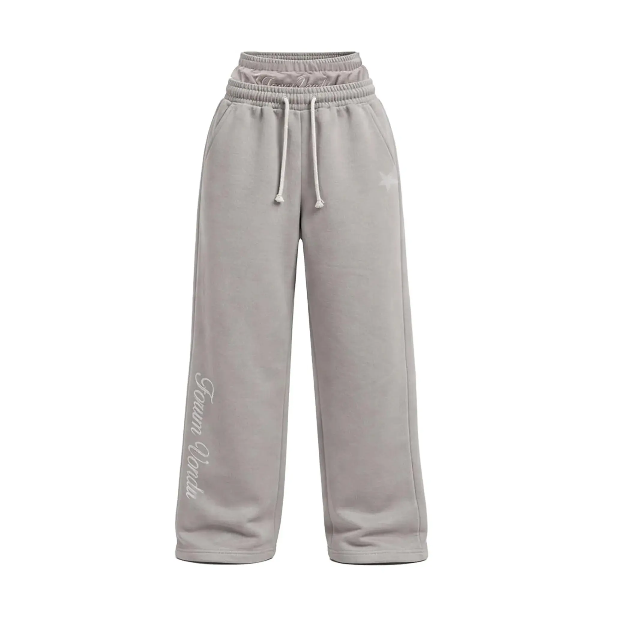 SOPULA Star Embroidery Wide-Leg Sweatpants, Unisex Heavyweight Cotton Blend with Drawstring Double Waistband for a Casual Loose Fit, Menswear, Baggy, Front Back Print, Straight Pants, Street