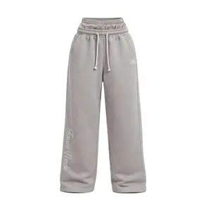 Sopula Studio Men's Essential Double Waistband Embroidery Sweatpants Casual Loose Fit Casual Solid Drawstring