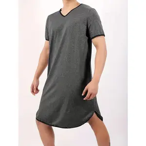 Men's Soft Lightweight V-Neck Sleepwear Robe - Stretchy, Loose Fit, Knee-Length for Casual Wear