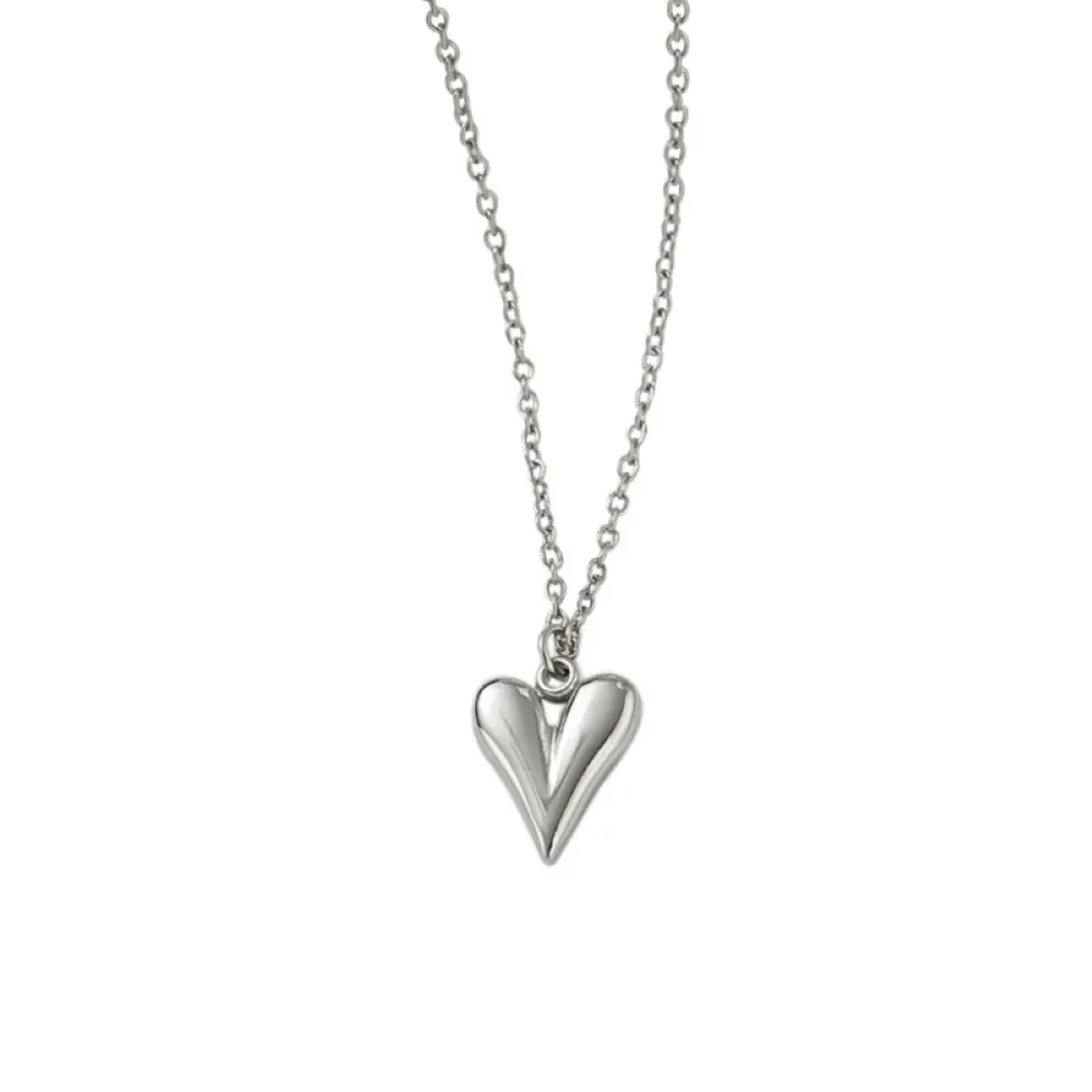 Puffy Heart Pendant Necklace - Stainless Steel Puffy Heart Pendant Necklace - Stainless Steel
