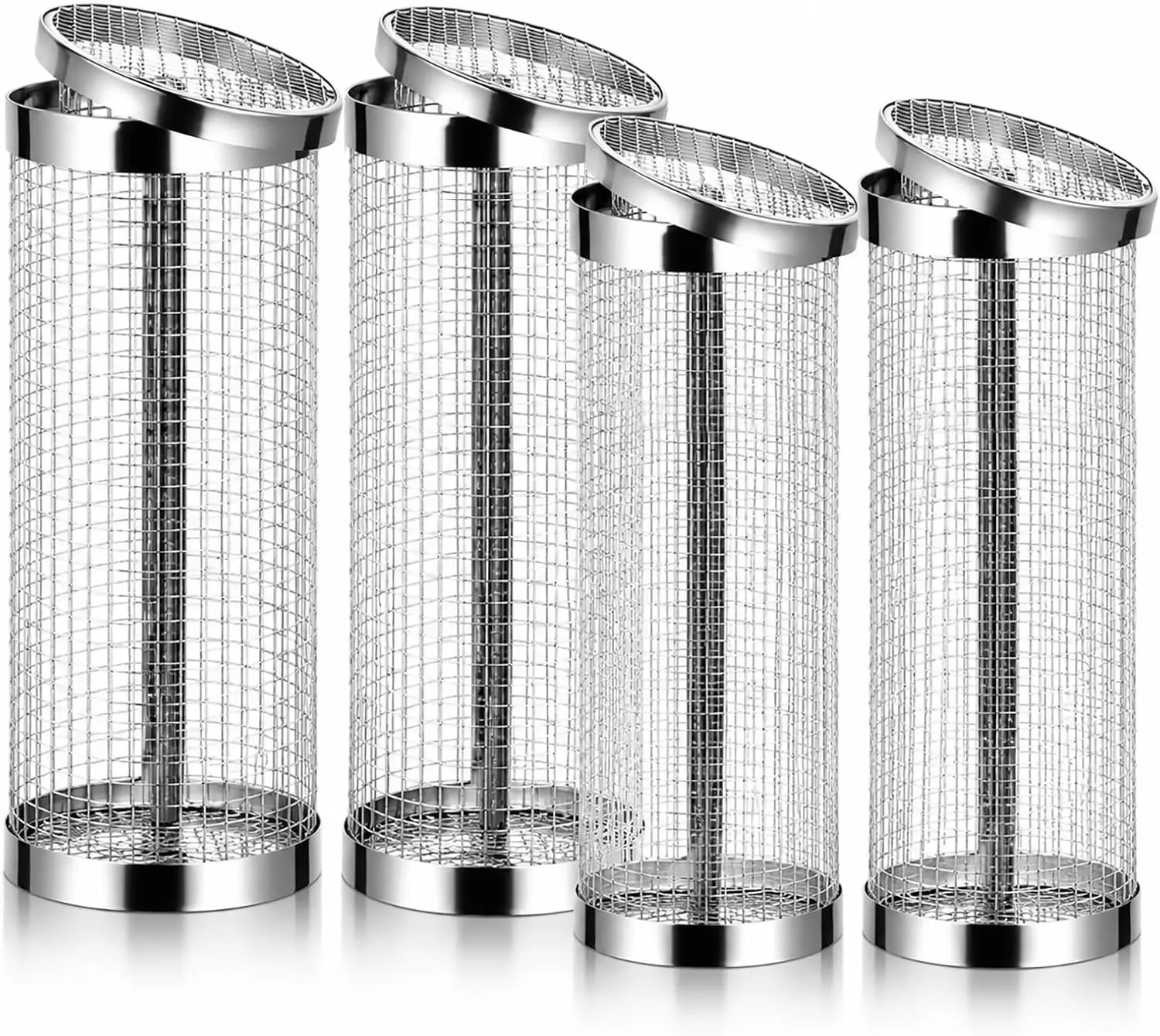 4PCS Inground Worm Composting Bin Turn Food Waste into Nutrient-Rich Soil Increase Soil Fertility Stainless Steel Composting Bin with Holes and Lid for Outdoor Garden Vegetable Patch Backyard