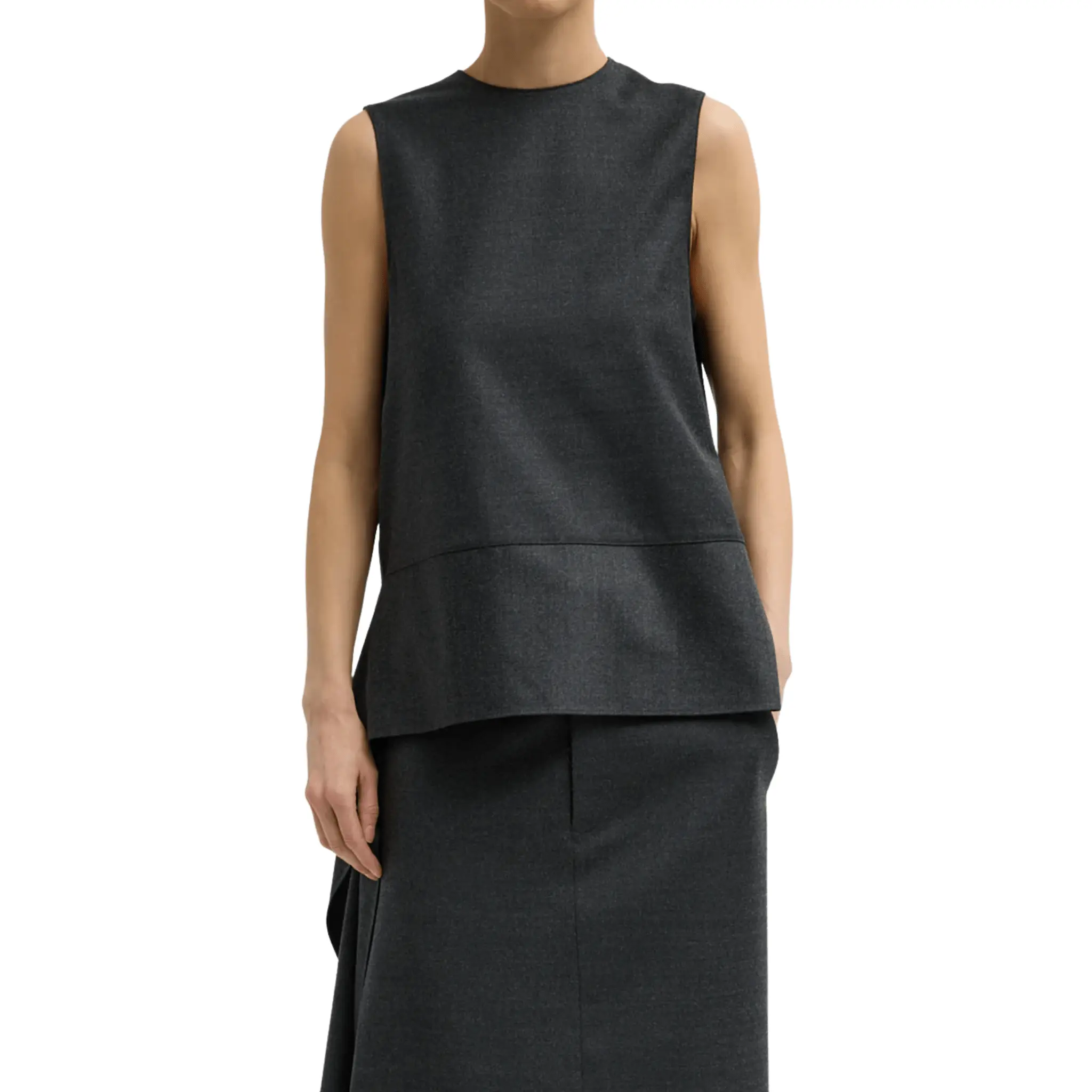 Tibi Cozy Flannel Asymmetrical Sleeveless Top